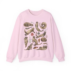 Sweat-shirt loutre : col rond unisexe pour les amateurs de loutre Light Pink