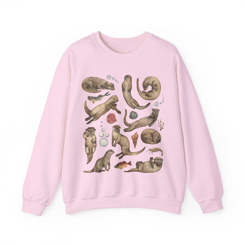 Sweat-shirt loutre : col rond unisexe pour les amateurs de loutre Light Pink