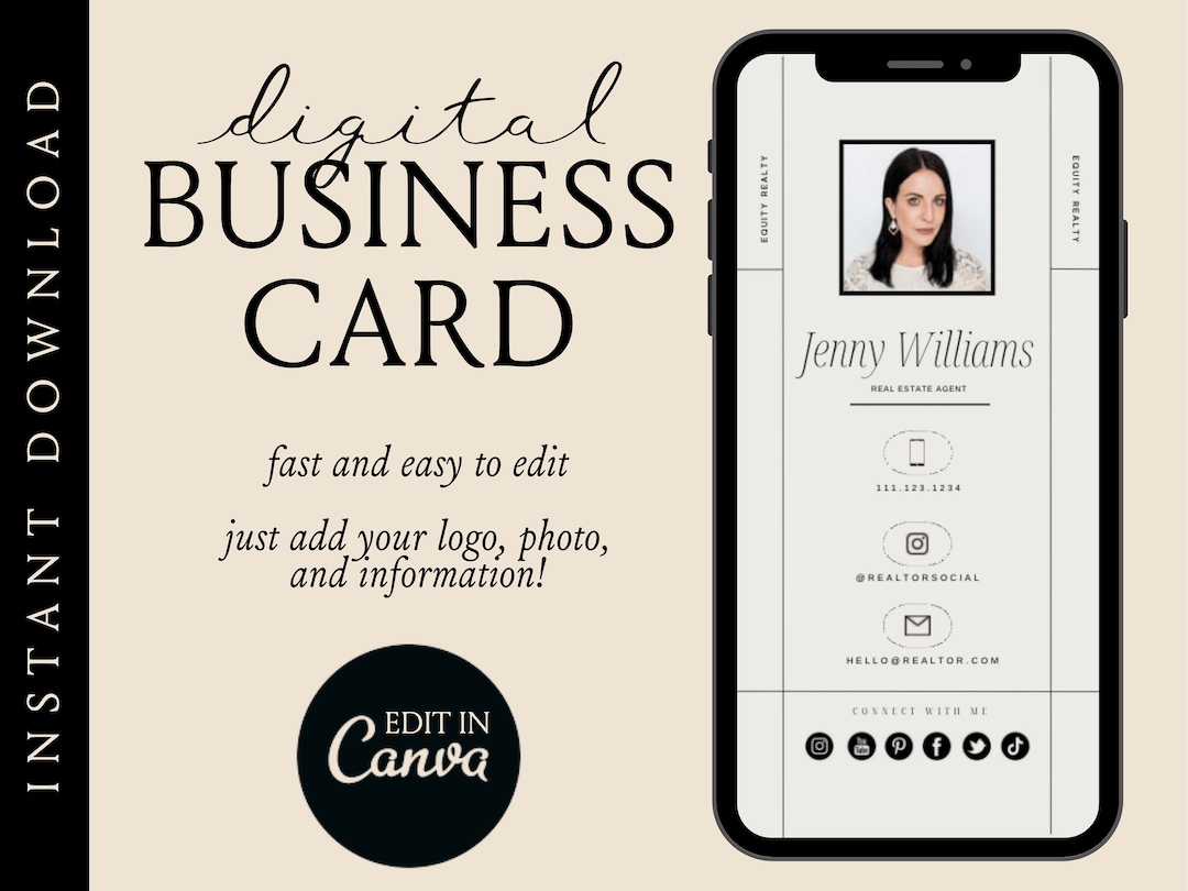 Digital Business Card, Modern Business Card for Realtor, Minimalist