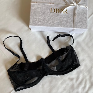 Classic black mesh and silk balconette classy bra