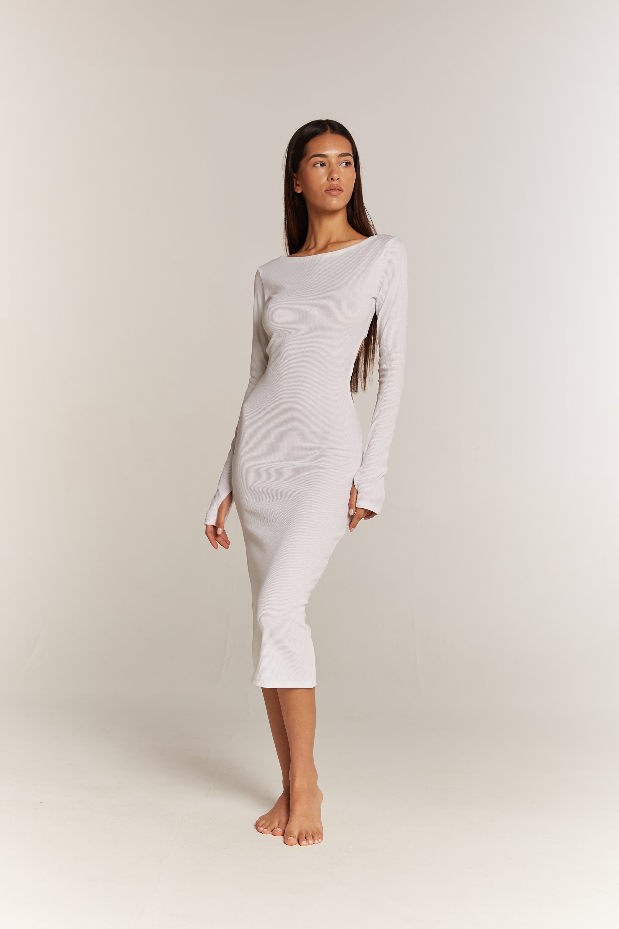 white christmas dresses Simple Tea-Length Dress with Cowl Neck