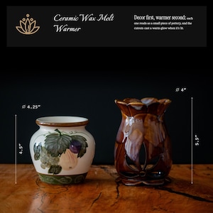 Ceramic Wax Melt Warmer | Tealight Oil Burner, Painted Fruit or Drip Glaze Tulip | Aromatherapy Diffuser | Farmhouse Decor
