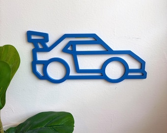 Sports Car Art: Custom Color, Race Car Theme Decor, 3D Printed Wall Hanging