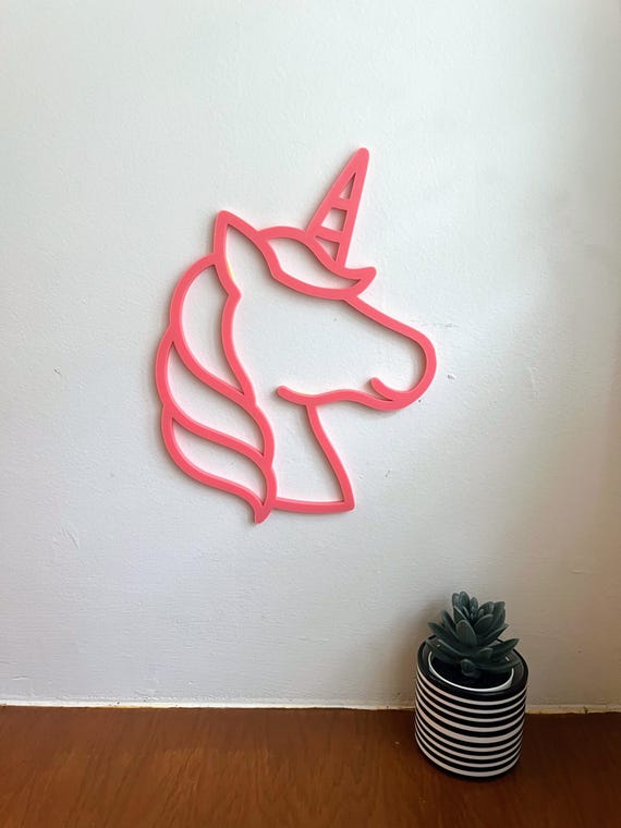 Unicorn Wall Art: Custom Color, 3D Printed, Kids Room Decor