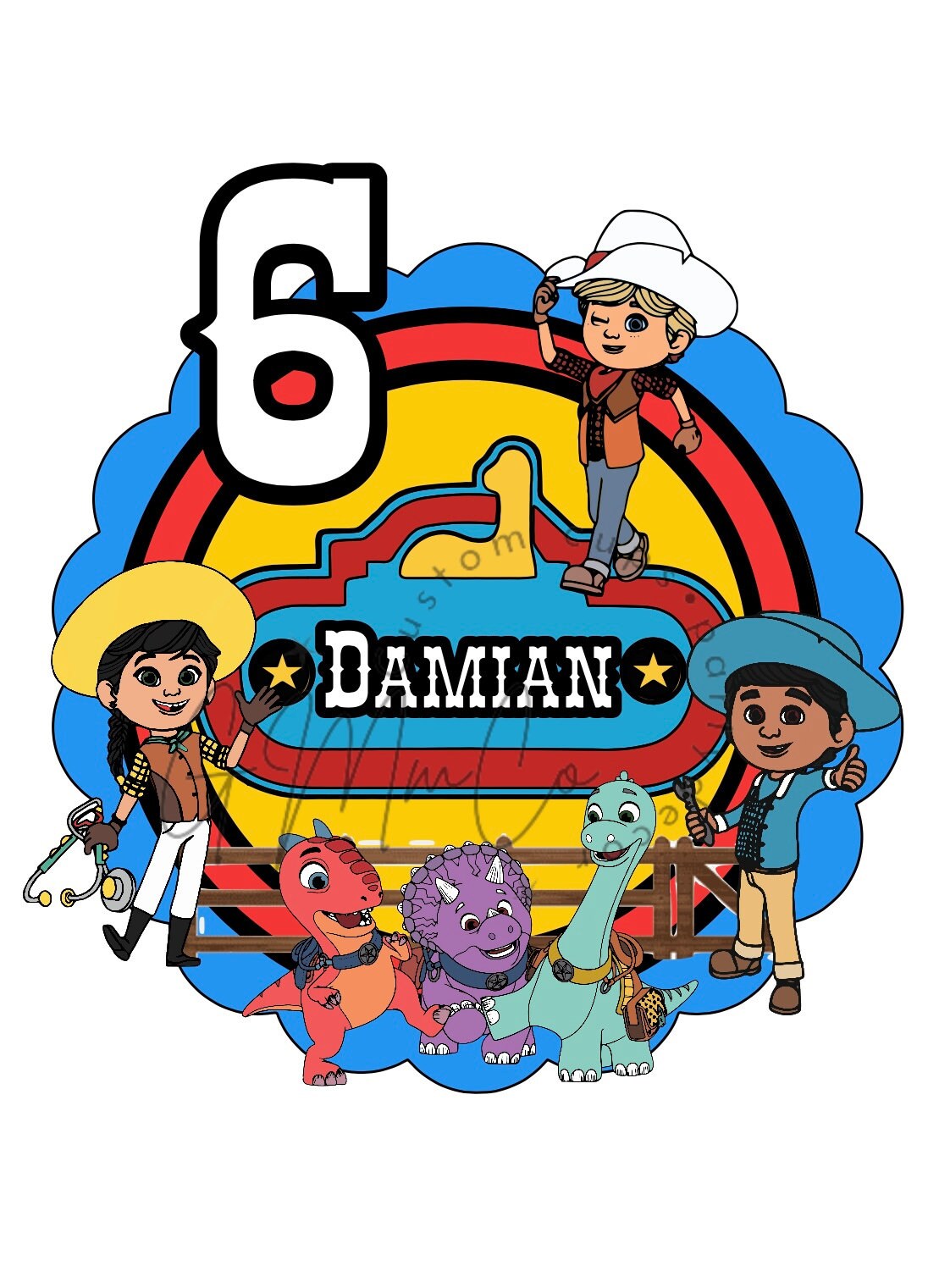 Topper de pastel Dino Ranch Etsy España