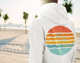 Rising Sun Hoodie, Beach Hoodie, Christian Hoodie, Surf Hoodie, Christian Gift, Retro Shirt, Christian Beach Shirt, Summer Hoodie