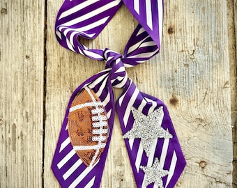 Custom Color Game Day Striped Scarf, Game Day Accessory,Football Mom,Game Day Bling,Bag Bow,Game Day,Friday Night Lights,Football Bling