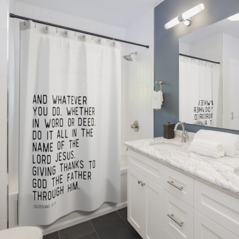 Custom Bible Verse Shower Curtain, Verse Shower Curtain, Life Verse