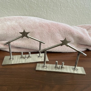 Christmas Nativity Scene, Simplistic, Christian, Religious, Industrial Decor, Metal Nativity, Seasonal Decor