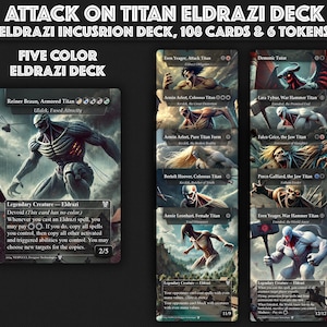 Attack on Titan Themed Eldrazi Deck, Totaling 108 Proxies, three commanders Ulalek, Azlask, and Zhulodock, Kozilek, Ulamog, Bonus Lands