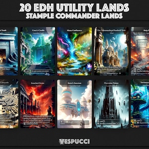 20 EDH Lands Proxy MTG Utility Land, Gaea&#39;s Cradle, Mishra&#39;s Workshop, Diamond Valley, Ancient Tomb and MORE, Premium Quality Proxy