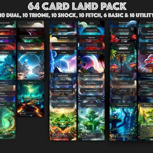 64 Custom Land Pack Dual, Fetch, Shock, Basic, Utility Lands Styles Premium Proxies