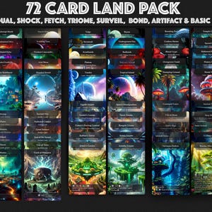 72 Custom Land Pack Dual, Fetch, Shock, Triome, Bond, Surveil, Basic, Artifact, Styles Premium Proxies