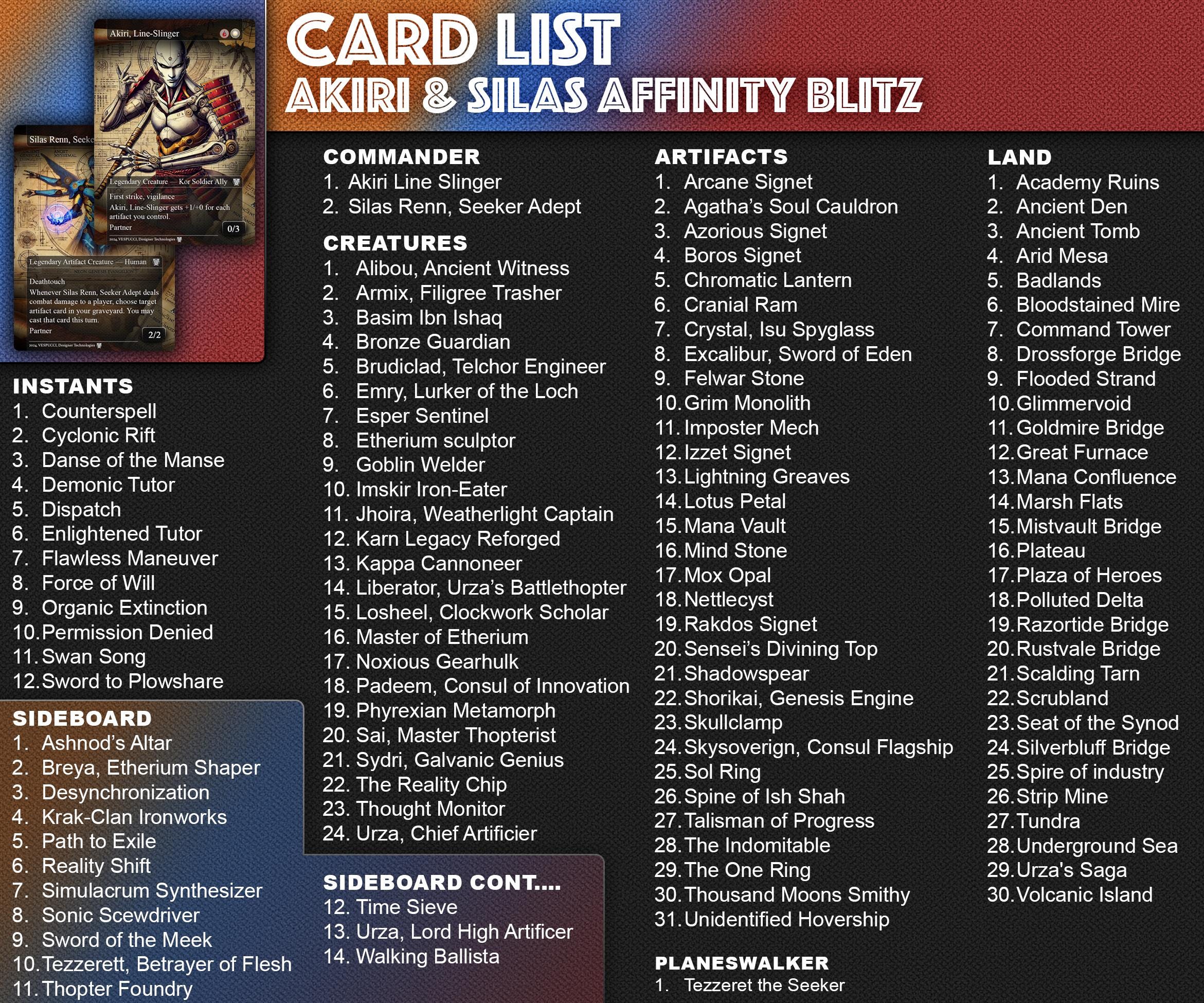 Akiri & Silas MTG Commander Deck | Schematic EDH, 126 Proxy Cards - Etsy