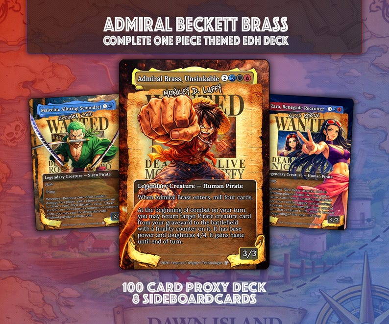 Deck proxy de piratas de anime para MTG, inspirado em One Piece para EDH, Almirante Brass! imagem 1