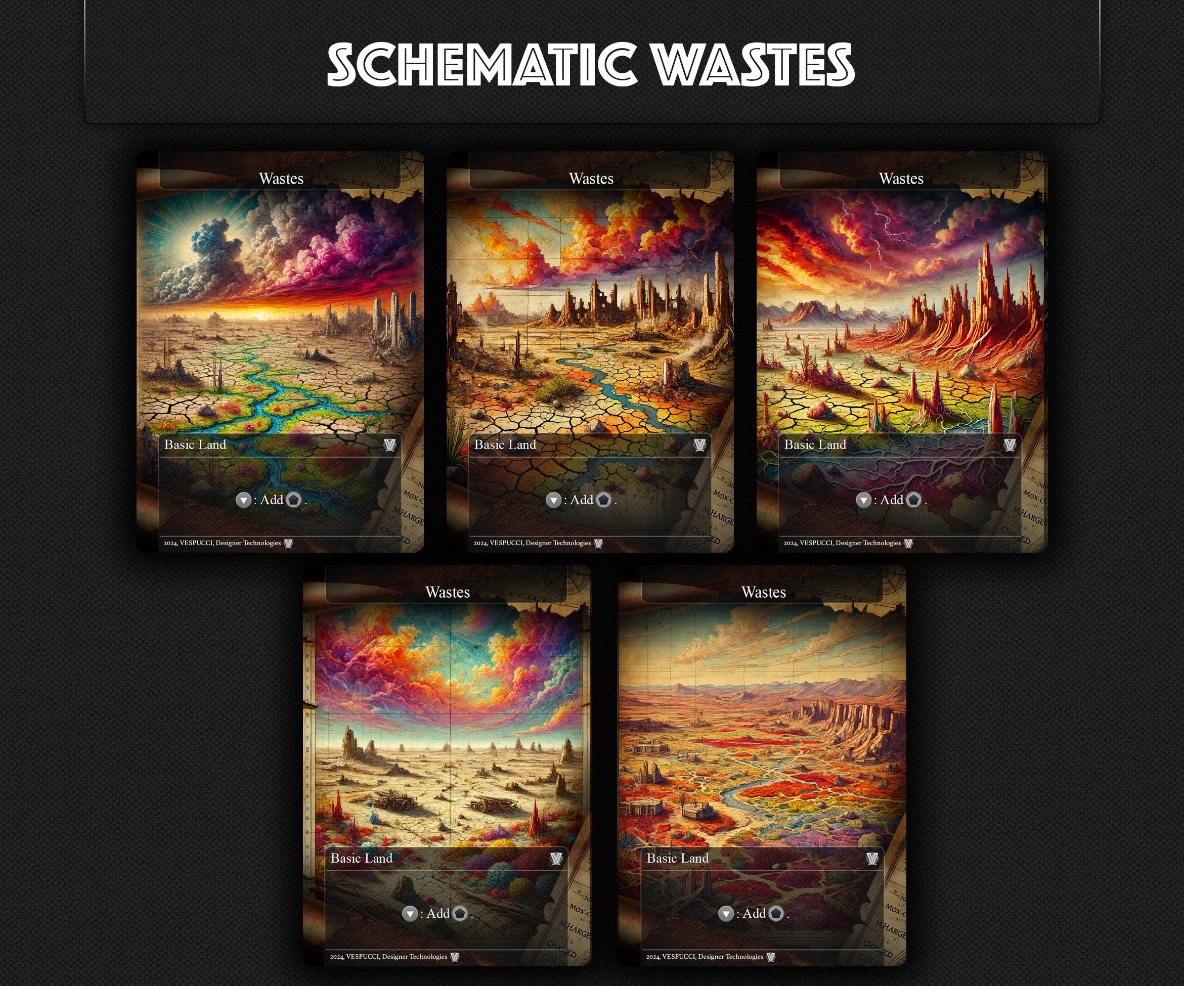 Colorless Nonbasic Lands MTG Basic Lands Proxy Set, Schematic Full Art, 5 Color & Colorless - Etsy