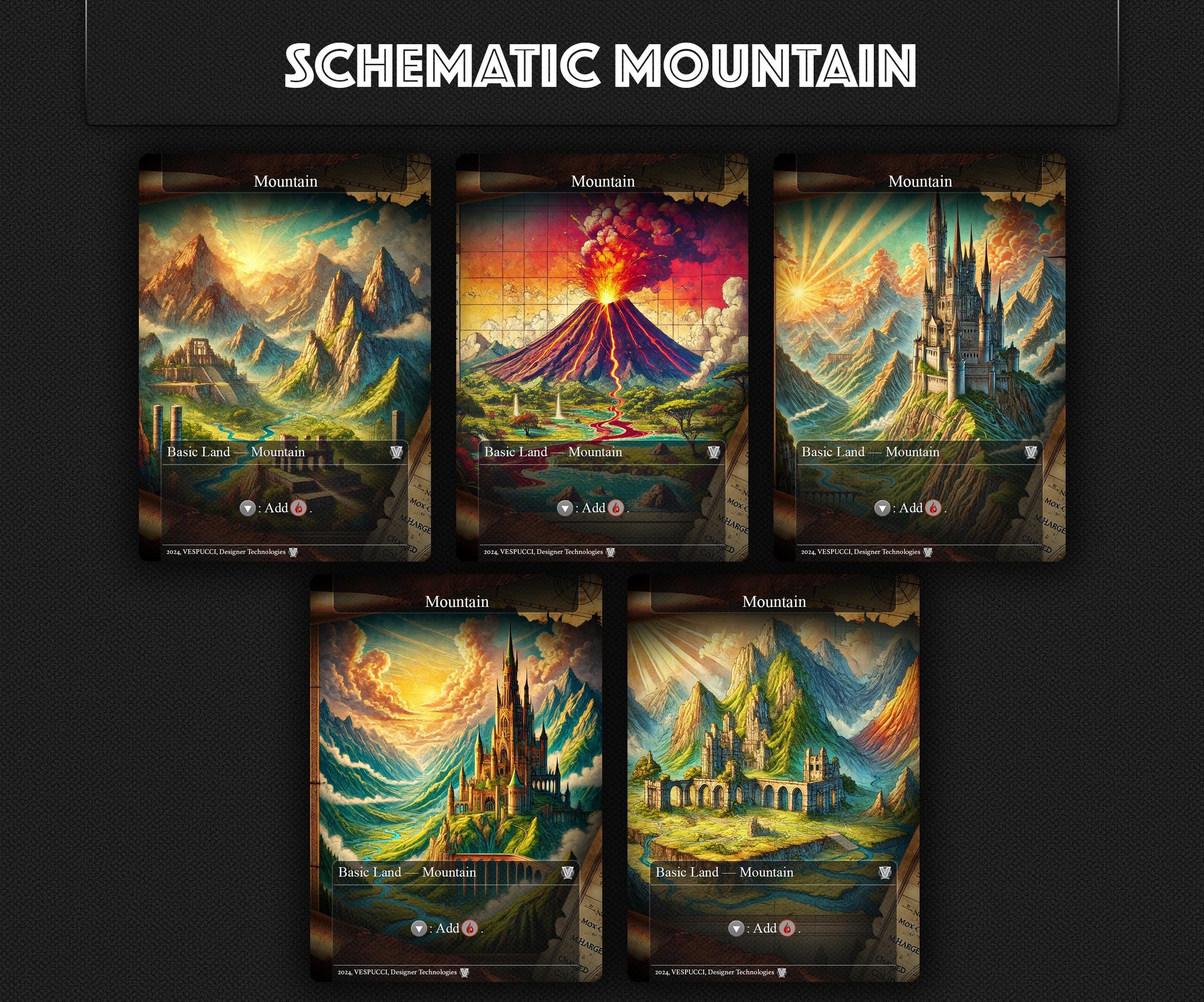 Good Basic Lands MTG Basic Lands Proxy Set, Schematic Full Art, 5 Color & Colorless - Etsy