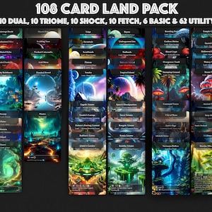 108 Ultimate Custom Land Pack Dual Lands, Fetch Lands, Shock Lands, Basic Lands in Fantasy & Schematic Styles Premium Custom Proxy