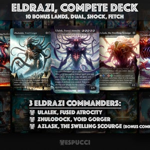 FLASH SALE*** 25% OFF Complete Eldrazi Deck, MH3 Eldrazi, totaling 108 Proxies, three commanders Ulalek, Azlask, and Zhulodock, Bonus Lands