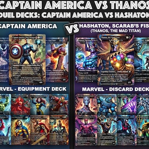 Captain America Vs Hashaton, Scarab's Fist Duel Decks, 2 EDH Decks, Captain America VS Thanos, the Mad Titan EDH Deck, 216 Total Proxy Cards