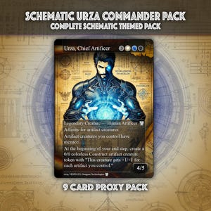 Fichas de comandante Urza MTG, kit de afinidad, construcción esquemática