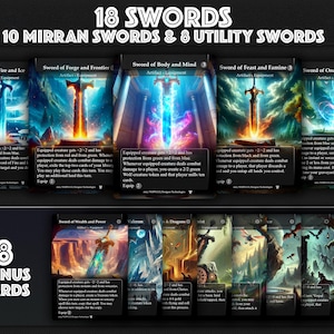 Mirran Swords, 18 Swords, Swords, Sword of Fire and Ice, Sword of Wealth and Power, Excalibur Sword of Eden, Sword of the Animist