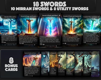 Mirran Swords MTG Proxy Card Set, Full Art Designs (18 Piece)!