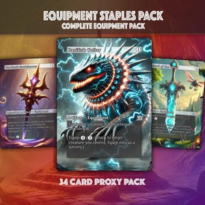 MTG Sword & Equipment Proxy Card Set, Full Art (34 Card Pack)