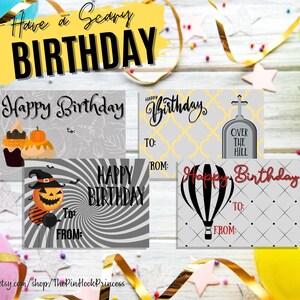Scary Birthday Gift Tags, Printable Digital Download