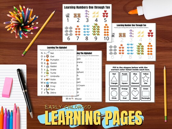 Early Childhood Learning Pages Printable Digital Download - Etsy