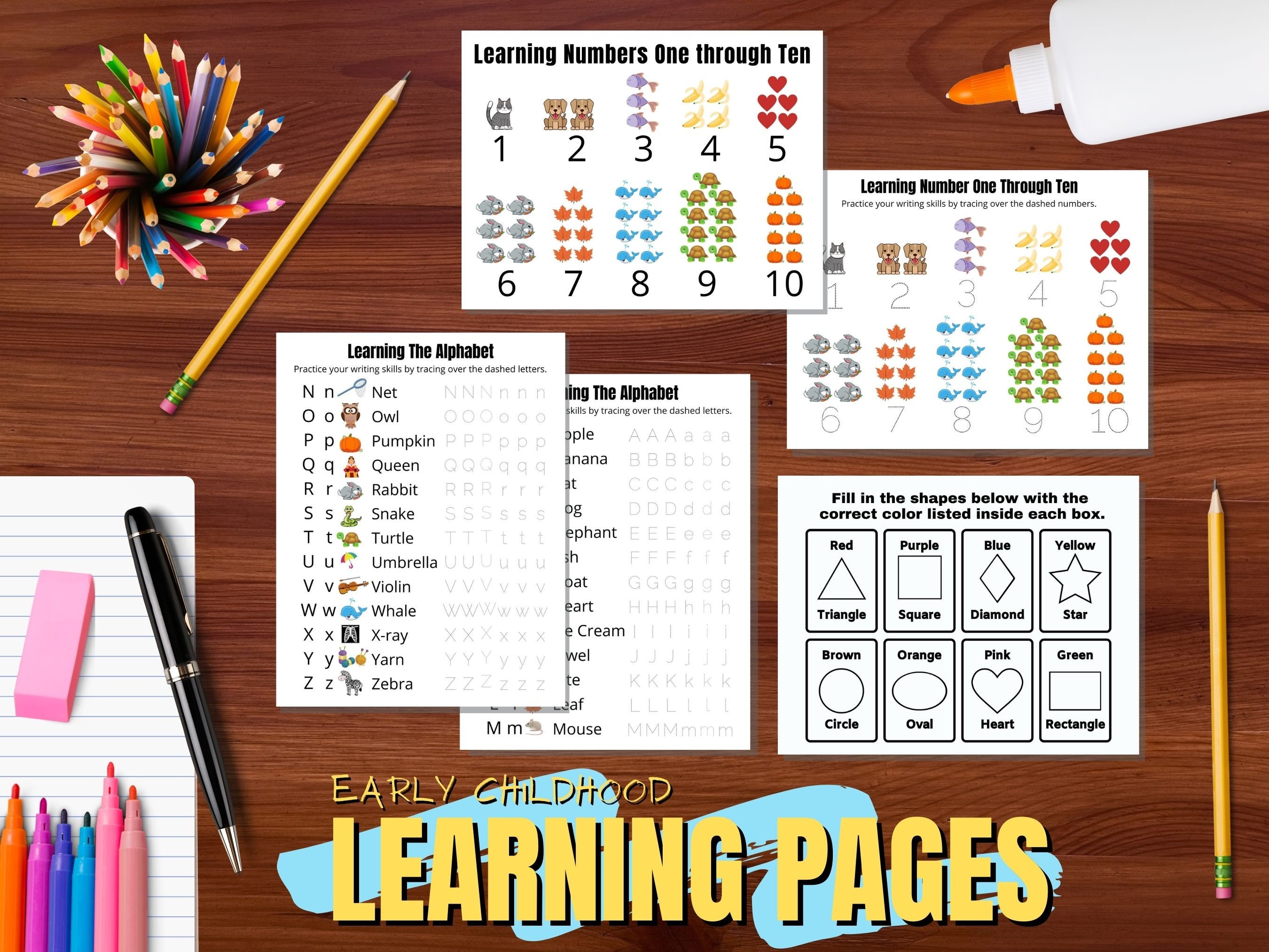 Early Childhood Learning Pages, Printable Digital Download - Etsy