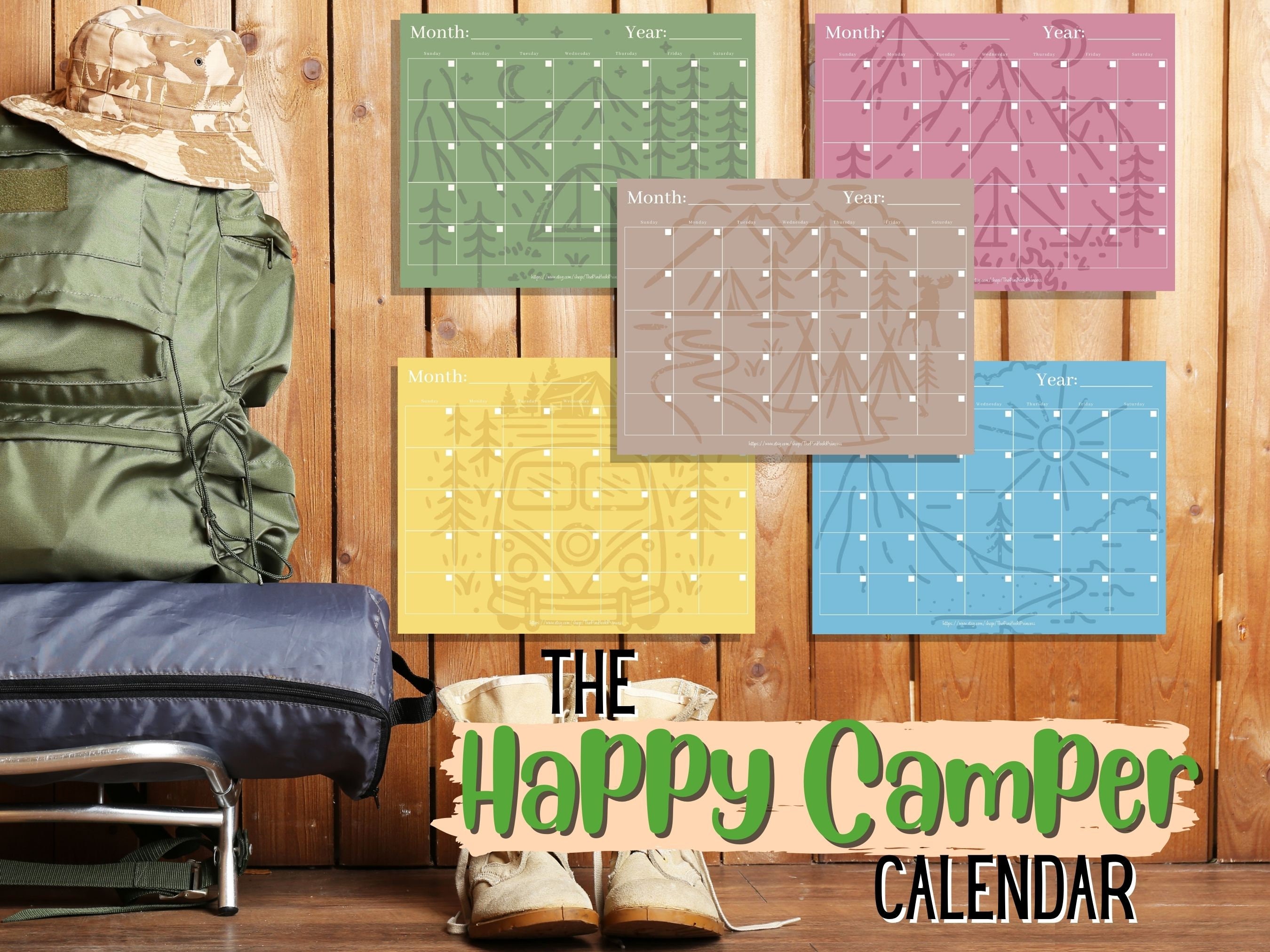 Happy Camper Calendar Pages Printable Digital Download Etsy