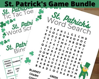 St. Patrick’s Printable Game Bundle (Word Search/Bingo/Word Scramble/Tic Tac Toe) Instant Digital Download