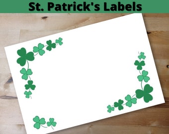 St. Patrick’s Shamrock Labels for Name Tags/Potluck Food Instant Download