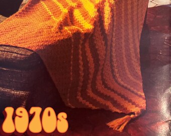 Manta afgana con degradado diagonal de los años 70