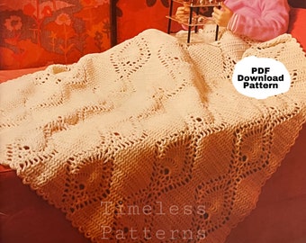 Patrón de punto de concha de piña afgano vintage