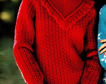 Jersey de punto con flecos y estampado vintage de los años 60.