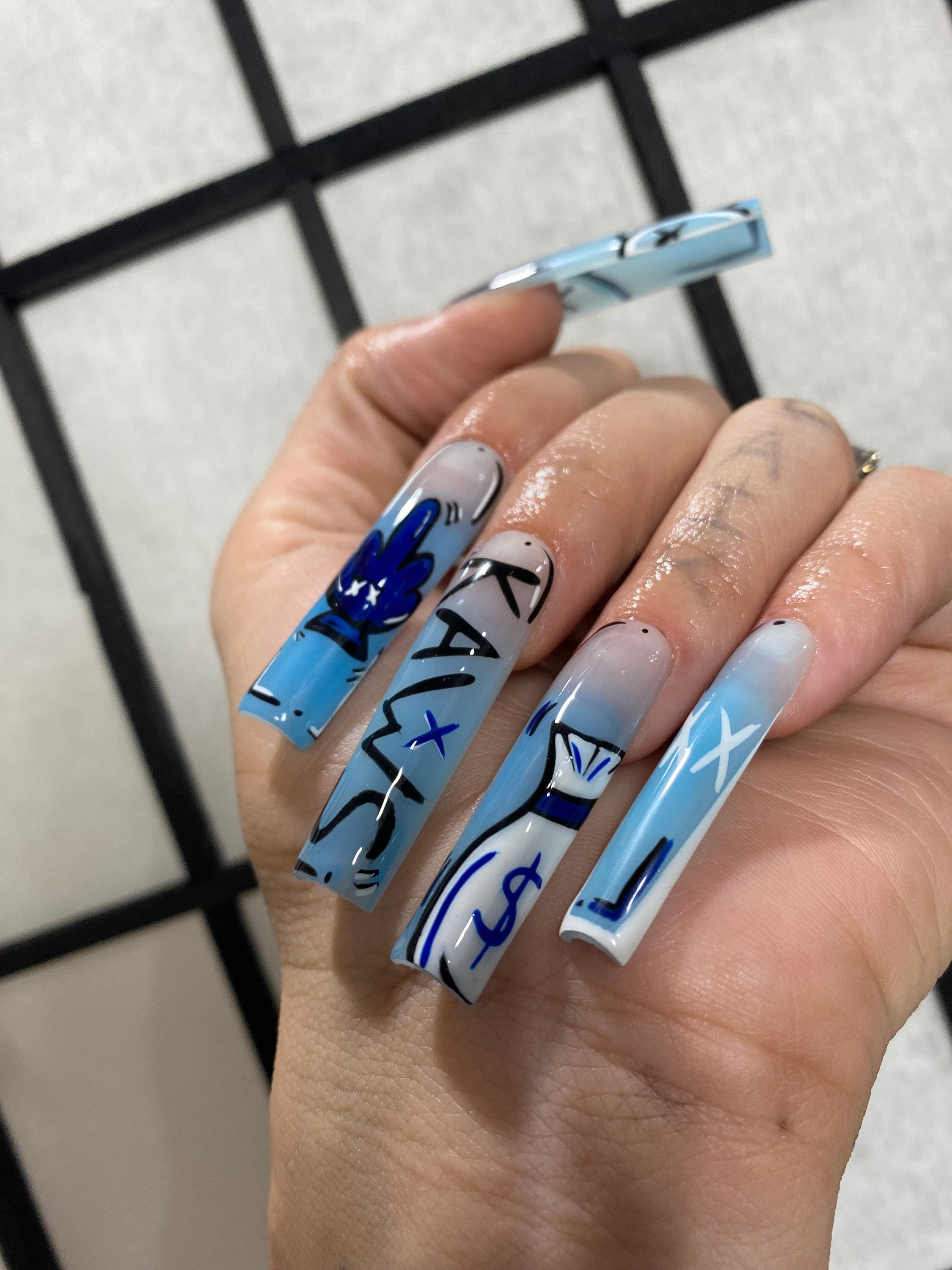 6 pcs KAWS Nail Designer Charms (Blue)