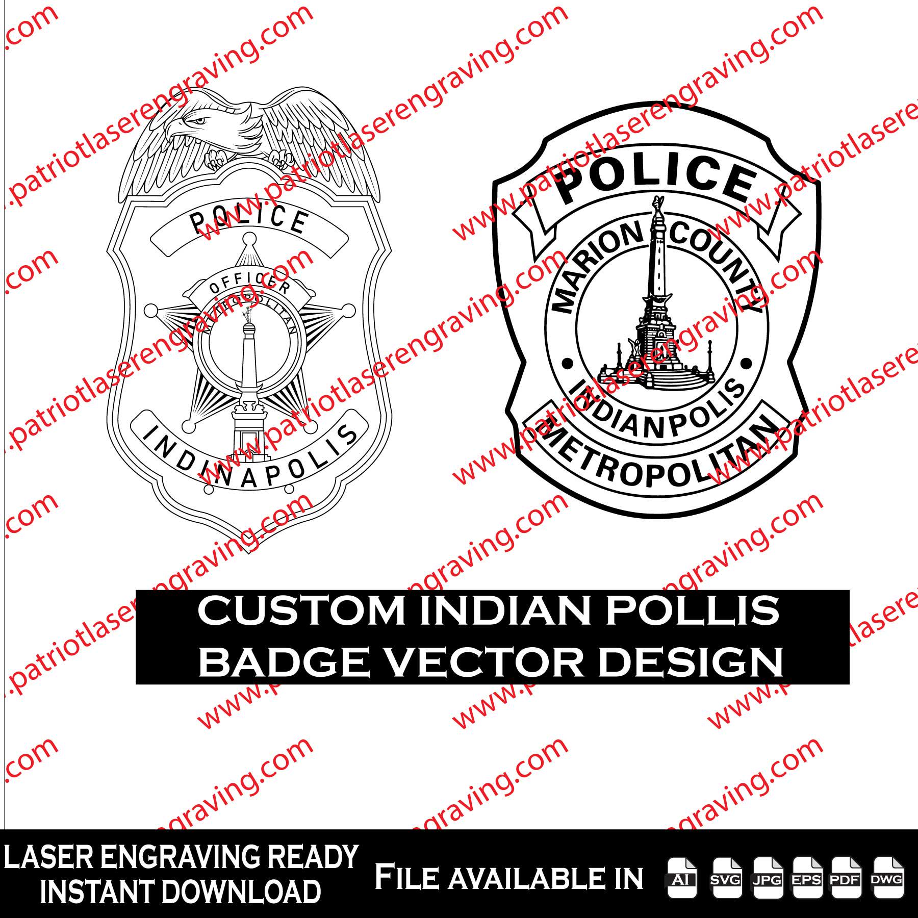 インディアナポリス（インディアナ州）警察バッジとパッチ - ベクター