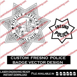 Fresno CA Police Department Badge and Patch - Vector