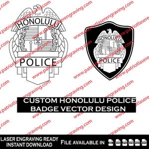 Honolulu HI Police Badge and Patch - Vector