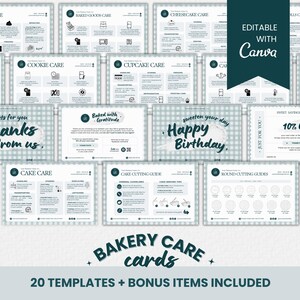 Cake Care Card Editable, Cake Care Instructions, Cake Cutting Guide, Cake Care and Cutting Guide, Cookie Care Card, Bakery Care Card