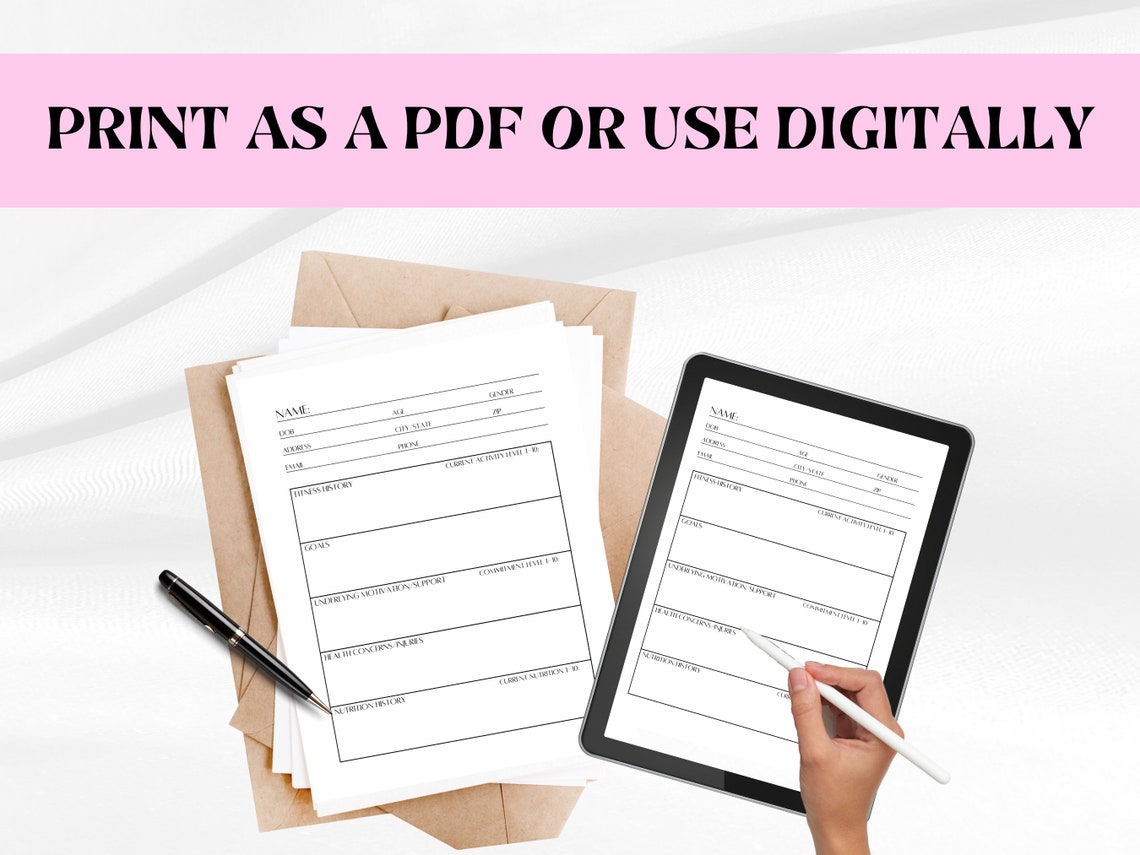 Client Intake Forms Personal Trainer Client Intake Form Health Coach ...