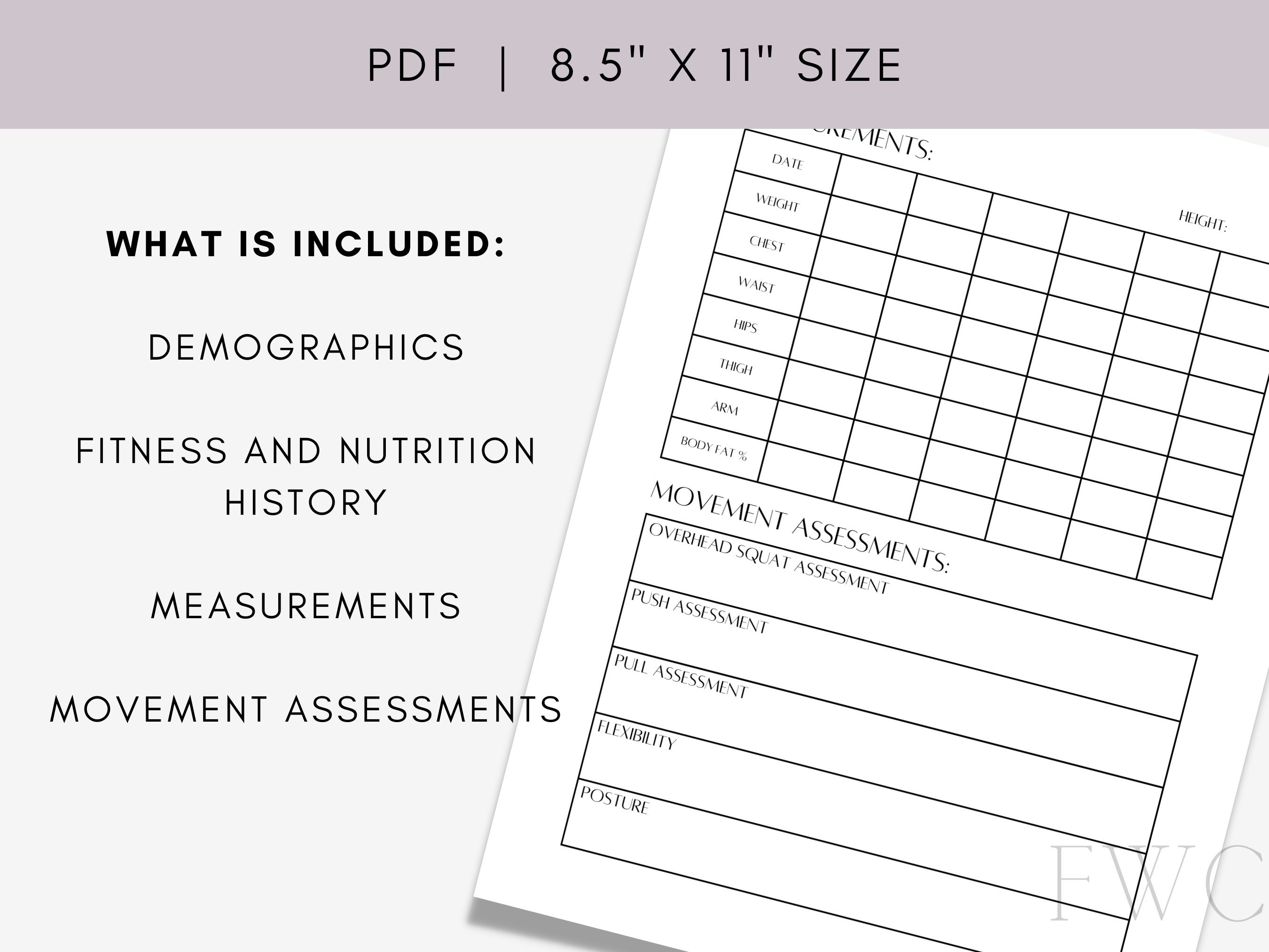 Client Intake Forms Personal Trainer Client Intake Form Health Coach ...
