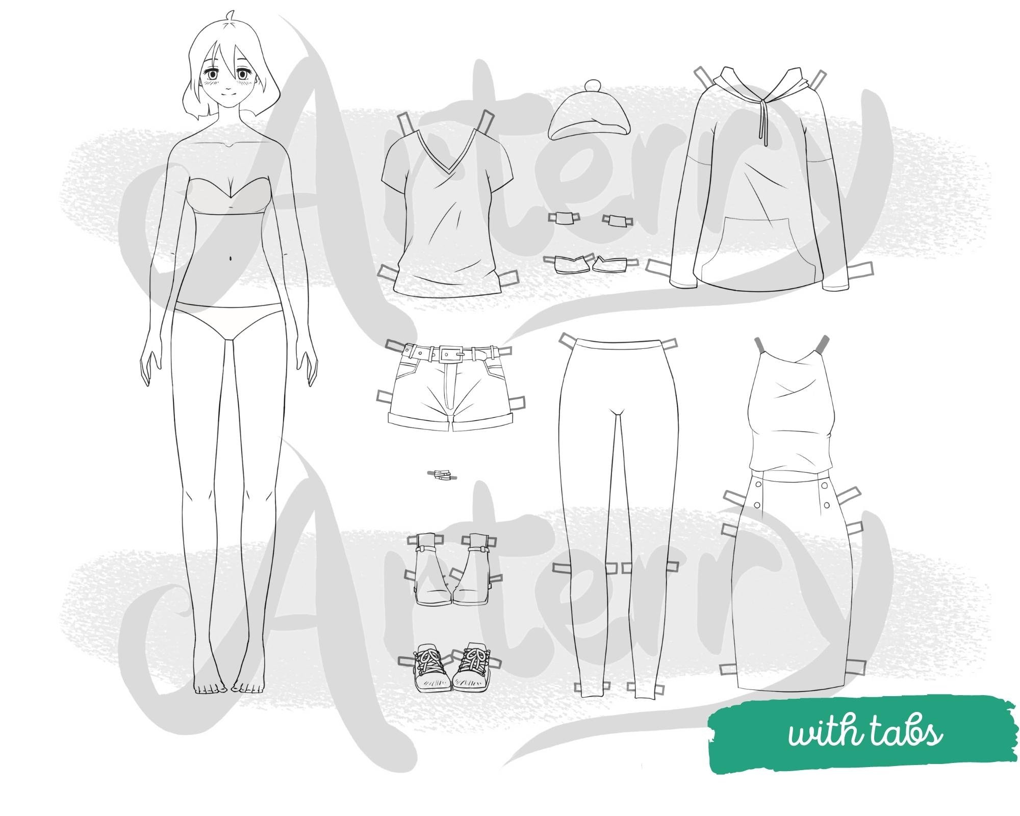 Color-your-own Anime Paper Doll: Homebody Lady (digital Download) - Etsy
