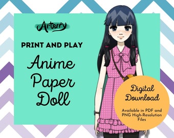 Muñeca de papel de anime: manualidad imprimible para disfrazarse (descarga digital)