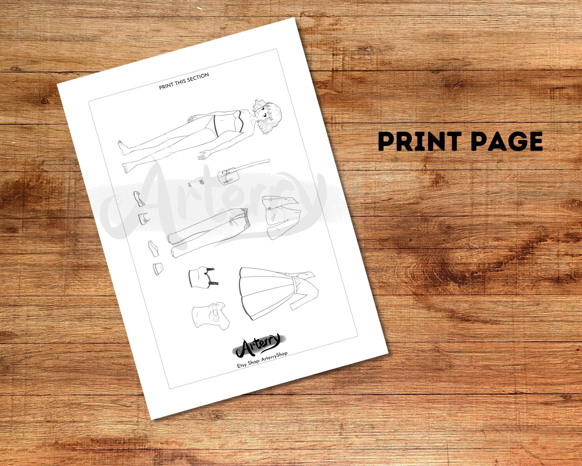 Anime Paper Doll Coloring Page: Classy Lady Printable (digital Download