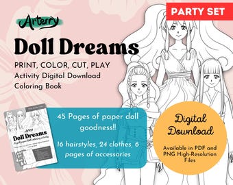 Juego de actividades imprimibles para muñecas de papel: Diseño de moda (Descarga digital)