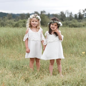 Flower Girl Dress Boho, Casual Flower Girl Dress, Toddler Flower Girl Dress, Flower Girl Dress Off White, Boho Girl Dress, Boho Girl Clothes