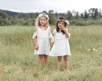 Flower Girl Dress Boho, Casual Flower Girl Dress, Toddler Flower Girl Dress, Flower Girl Dress Off White, Boho Girl Dress, Boho Girl Clothes